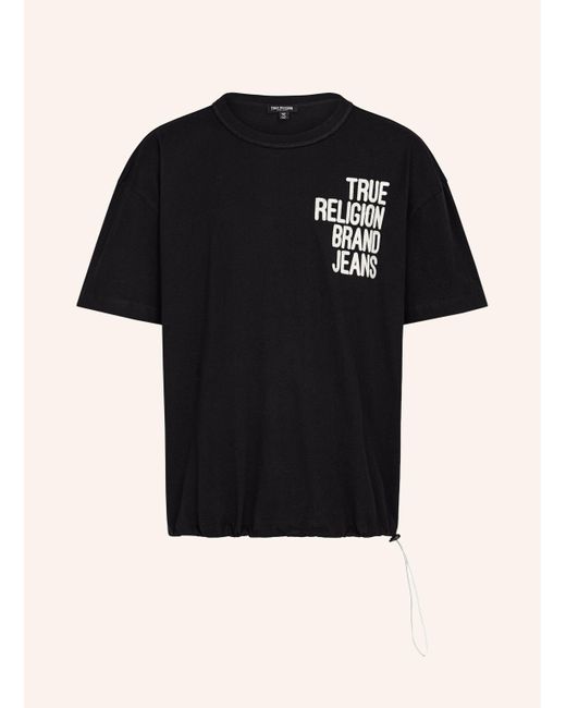 True Religion T-Shirt DROP SHOULDER EMBRO BUNGEE in Black für Herren