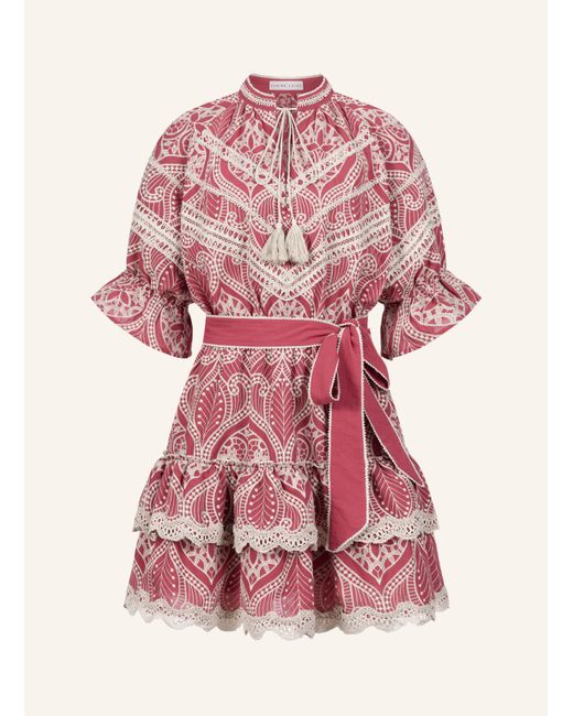 CLAIRE LUISE Pink Minikleid mit Bindegürtel