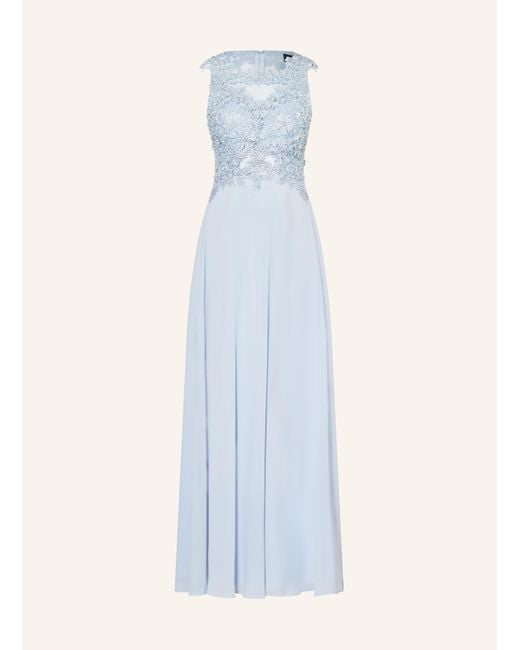 Apart Blue Abendkleid mit Spitze und Schmucksteinen