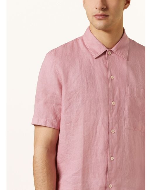 Marc O' Polo Kurzarm-Hemd Regular Fit aus Leinen in Pink für Herren