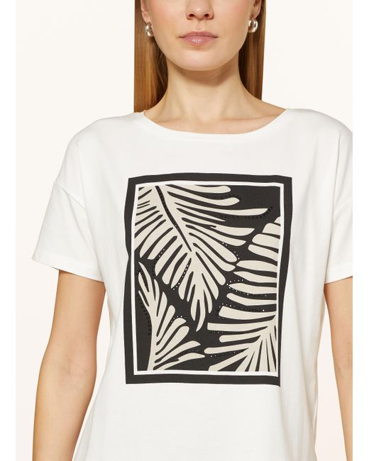 Comma, Natural T-Shirt mit Schmucksteinen