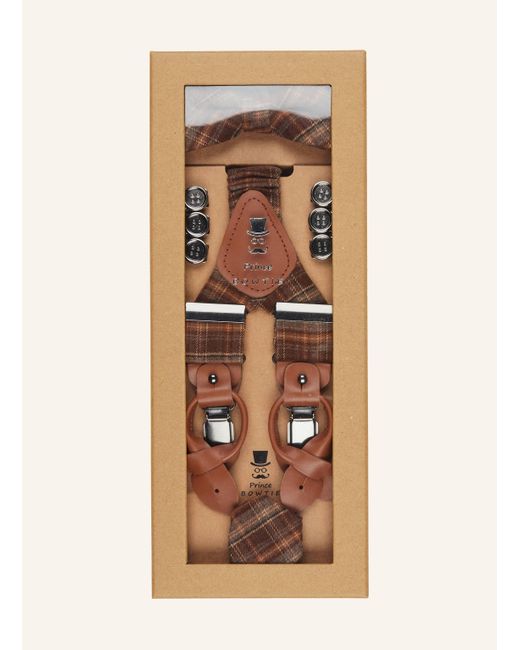Prince BOWTIE Set: Hosenträger, Fliege und Einstecktuch in Natural für Herren