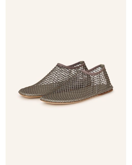 Christopher Esber Brown Ballerinas MINETTE mit Schmucksteinen