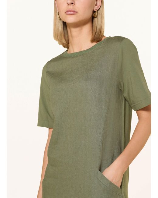 Ouí Green Kleid im Materialmix mit Leinen
