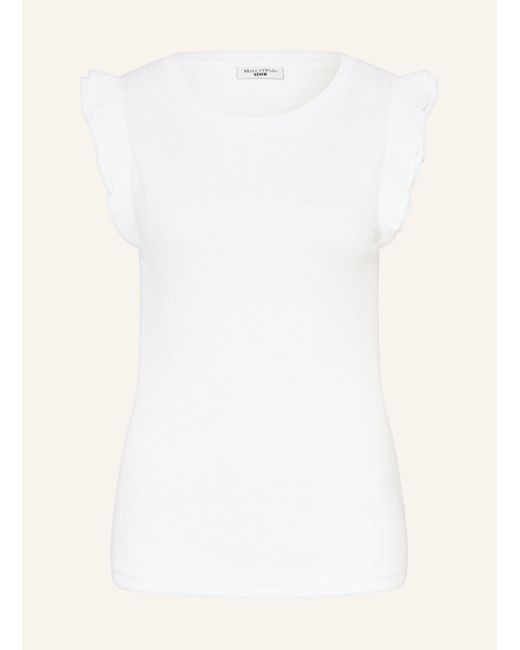 Marc O' Polo White T-Shirt mit Rüschen