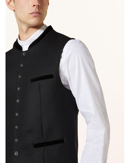 hammerschmid Trachtenweste MANUEL Extra Slim Fit in Black für Herren