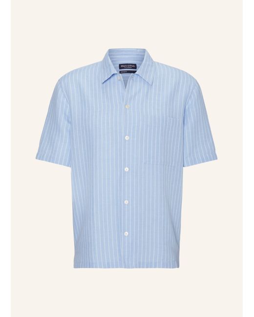 Marc O' Polo Kurzarm-Hemd Regular Fit mit Leinen in Blue für Herren