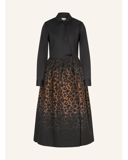 Sara Roka Black Hemdblusenkleid im Materialmix