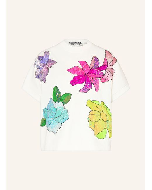 Essentiel Antwerp Pink Sweatshirt mit Pailletten und Schmucksteinen
