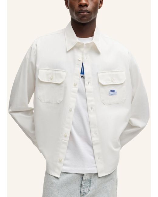 HUGO Casual Hemd EKYNONE Oversize Fit in White für Herren