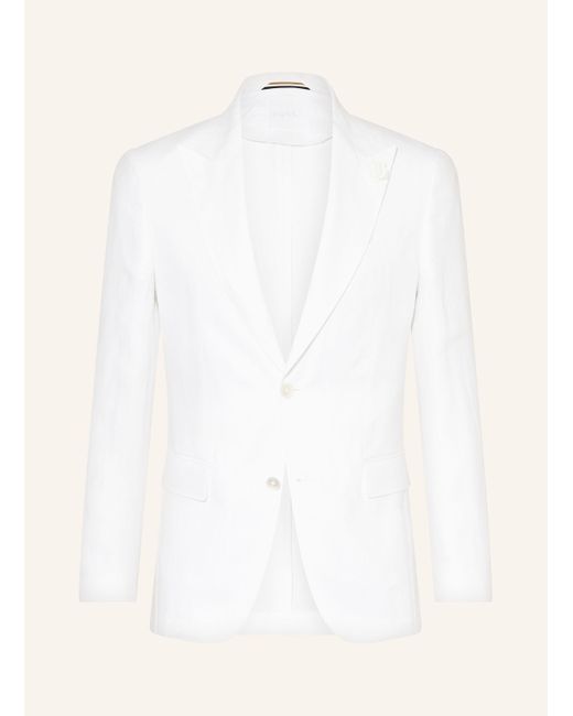 Boss Anzugsakko HUGE Slim Fit aus Leinen in White für Herren