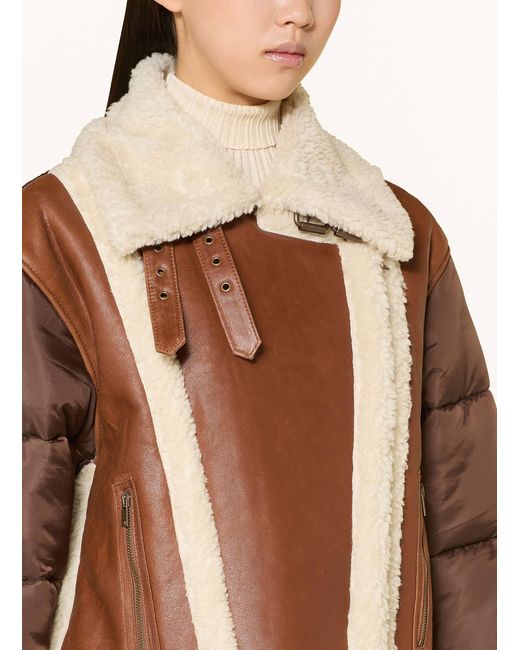 Ba&sh Brown Lederjacke EXPLORA mit Kunstfell