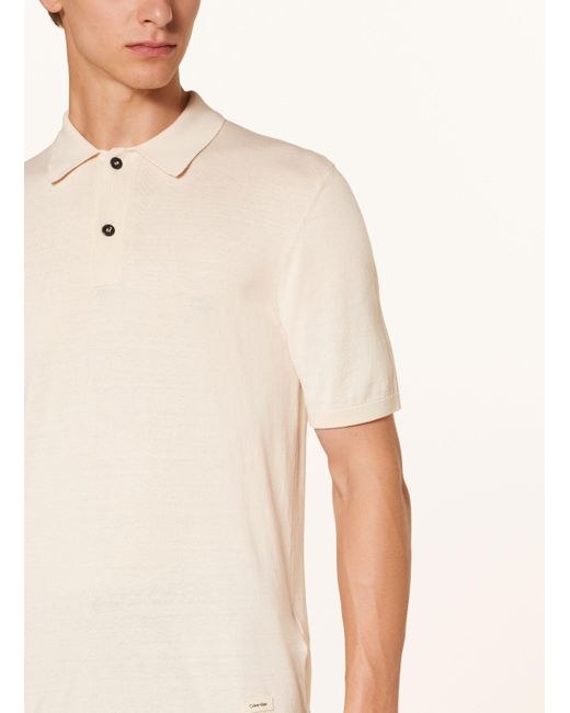 Calvin Klein Strick-Poloshirt in Natural für Herren