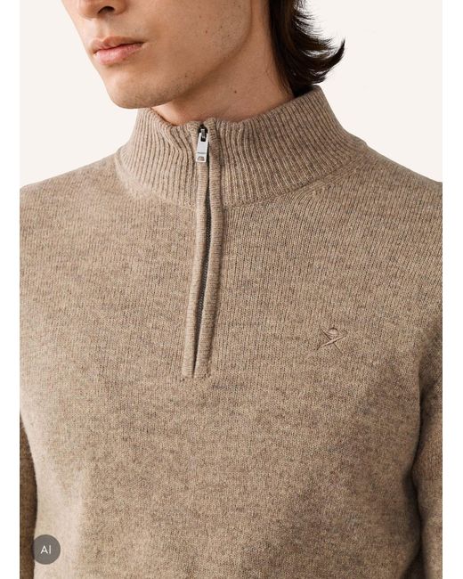 Hackett Pullover LAMBSWOOL HZIP in Natural für Herren