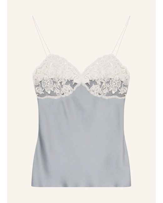 Chloé Gray Blusentop aus Satin mit Spitze