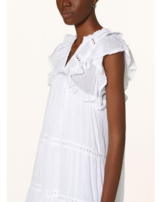 Neo Noir White Kleid JAMMA mit Rüschen