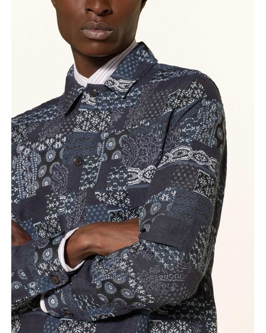 Les Deux Jacquard-Overshirt LAYTON in Blue für Herren