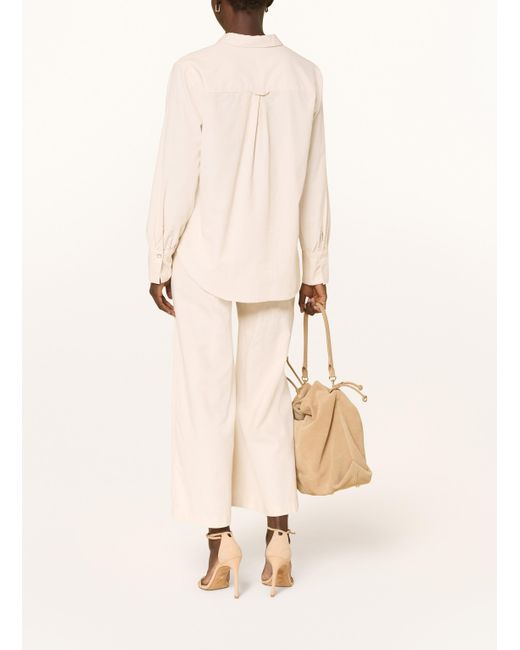 comma casual identity Natural Hemdbluse aus Cord mit Rüschen