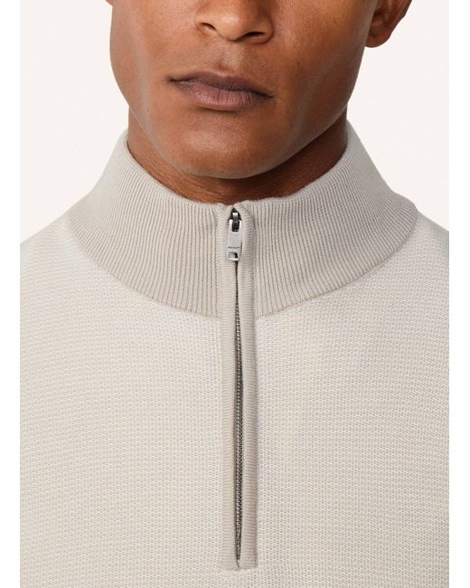 Hackett Pullover HONEYCOMB STITCH HZIP in White für Herren