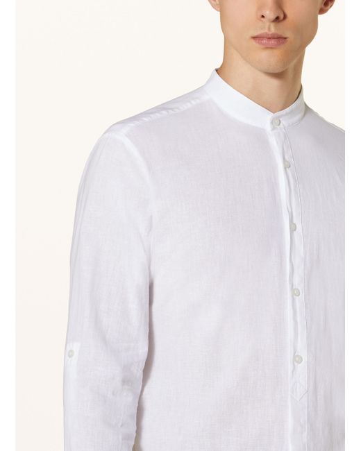 Strellson Hemd CONELL Comfort Fit mit Leinen und Stehkragen in White für Herren