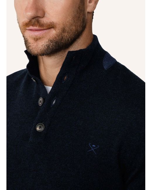 Hackett Pullover HBONE TRIM HBUTTON in Blue für Herren