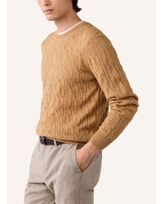 Hackett Pullover LAMBSWOOL CABLE CREW in Natural für Herren