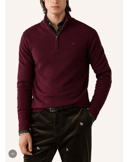 Hackett Pullover LAMBSWOOL HZIP in Red für Herren