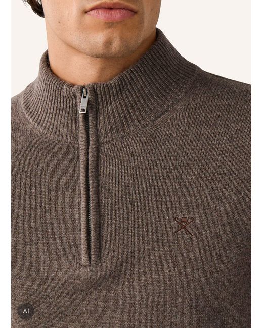 Hackett Pullover LAMBSWOOL HZIP in Brown für Herren