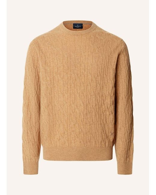 Hackett Pullover LAMBSWOOL CABLE CREW in Natural für Herren