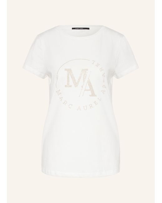 MARC AUREL Natural T-Shirt mit Schmucksteinen