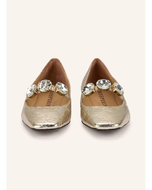 PROSPERINE® Natural Mary-Jane-Ballerinas mit Schmucksteinen