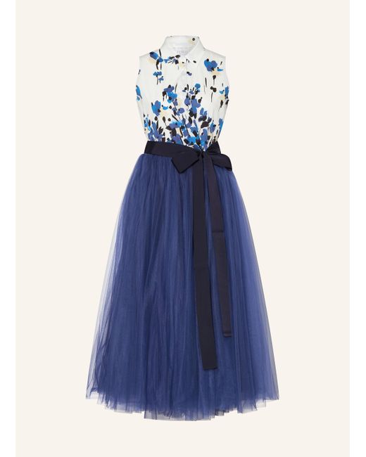 Sara Roka Blue Kleid im Materialmix
