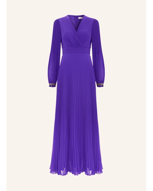 Phase Eight Purple Plisseekleid VILA mit Schmucksteinen