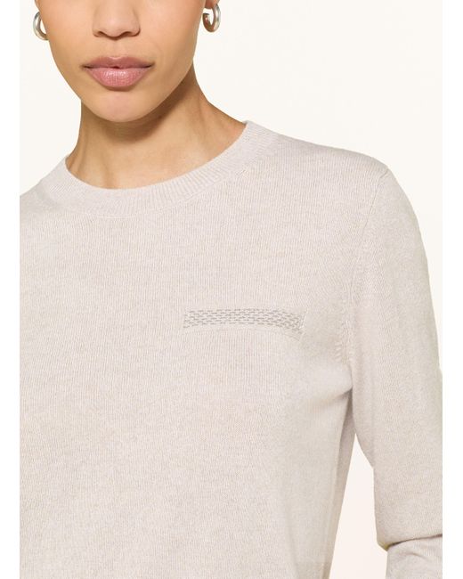 Peserico White Pullover mit Seide und Schmucksteinen