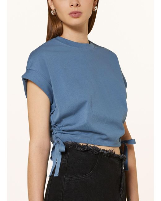 AllSaints Blue Cropped-Shirt MIRA