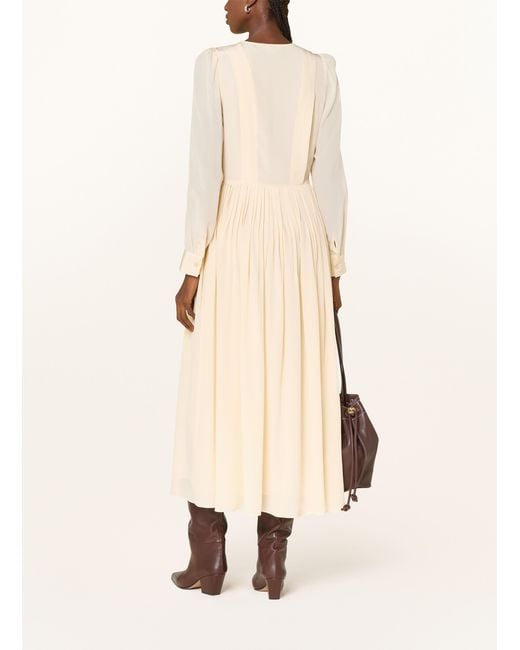 Ulla Johnson Natural Seidenkleid VERIA mit Plissees