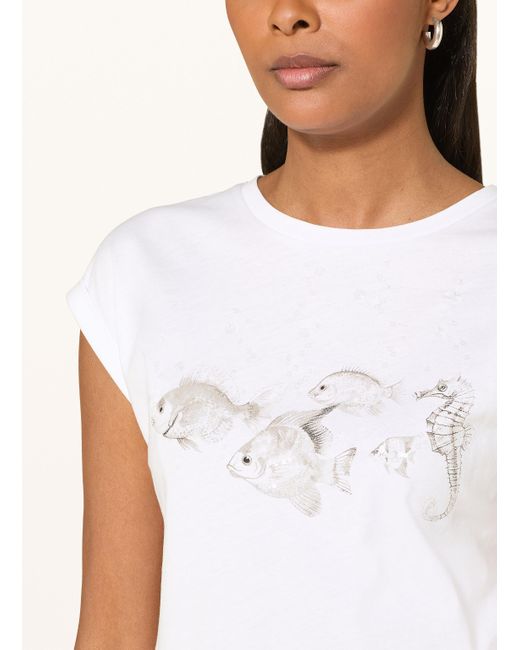 Monari Natural T-Shirt mit Schmucksteinen