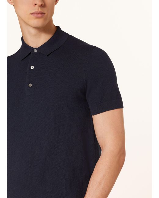 Windsor. Strick-Poloshirt mit Cashmere in Blue für Herren