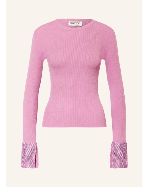 Essentiel Antwerp Pink Pullover HEBORN mit Schmucksteinen
