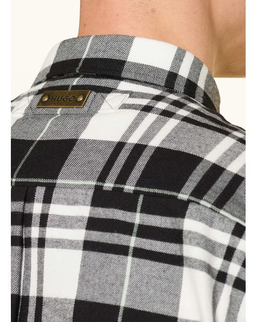 HUGO Flanellhemd EGRIN Relaxed Fit in White für Herren