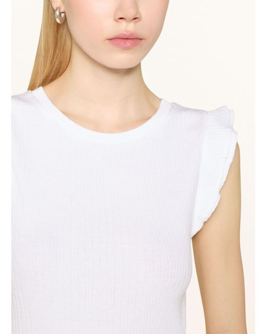 Marc O' Polo White T-Shirt mit Rüschen