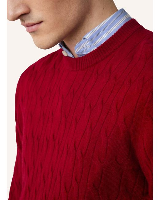 Hackett Pullover LW CABLE CREW in Red für Herren
