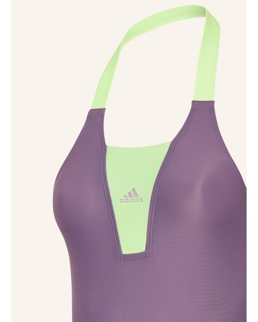 Adidas Purple Neckholder-Badeanzug SPORTSWEAR COLORBLOCK