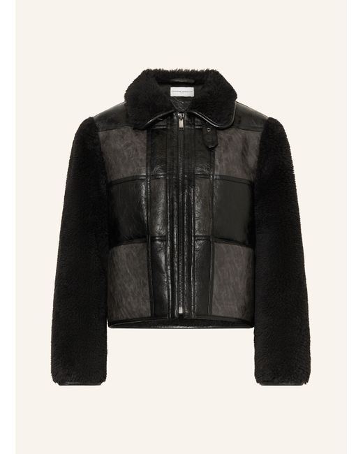 Claudie Pierlot Black Lederjacke im Materialmix