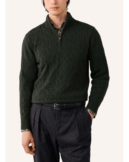 Hackett Pullover LAMBSWOOL CABLE HZIP in Black für Herren