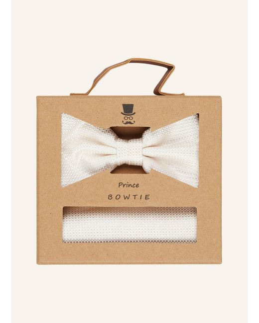 Prince BOWTIE Set: Fliege und Einstecktuch in Natural für Herren