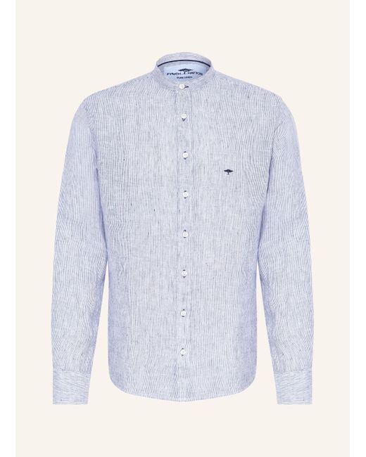 Fynch-Hatton Leinenhemd Regular Fit mit Stehkragen in Blue für Herren
