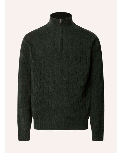 Hackett Pullover LAMBSWOOL CABLE HZIP in Black für Herren