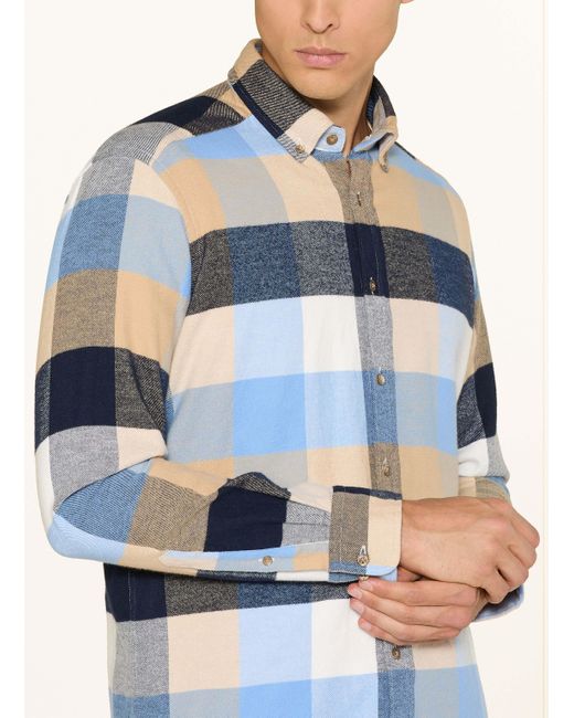 STROKESMAN'S Flanellhemd Regular Fit in Blue für Herren