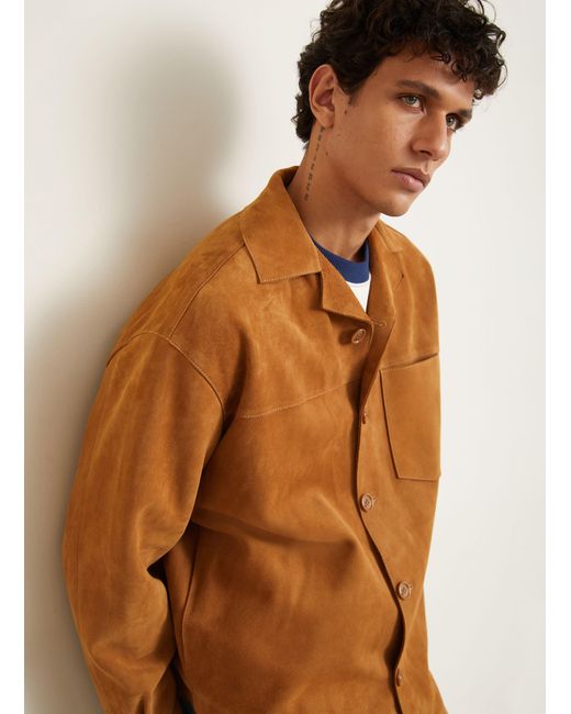 AMI Leder-Overjacket in Orange für Herren